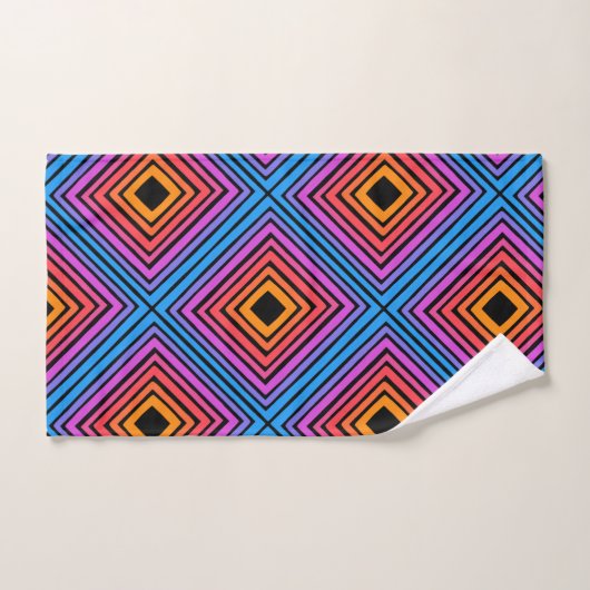 Rainbow Squares Geometric Tegel Pattern Neon Bad Handdoek (Handdoek)