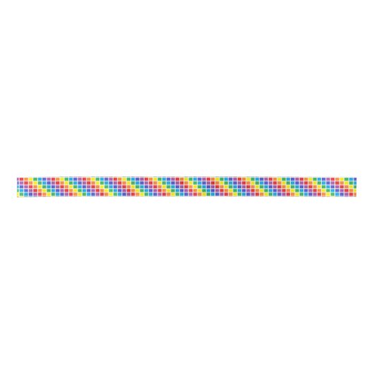 Rainbow Squares Ribbon Satijnen Lint (Voorkant)