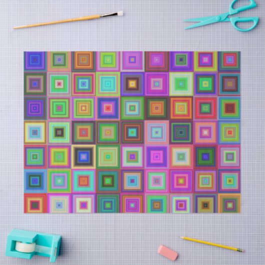 Rainbow Squares tissue papier (Craft)