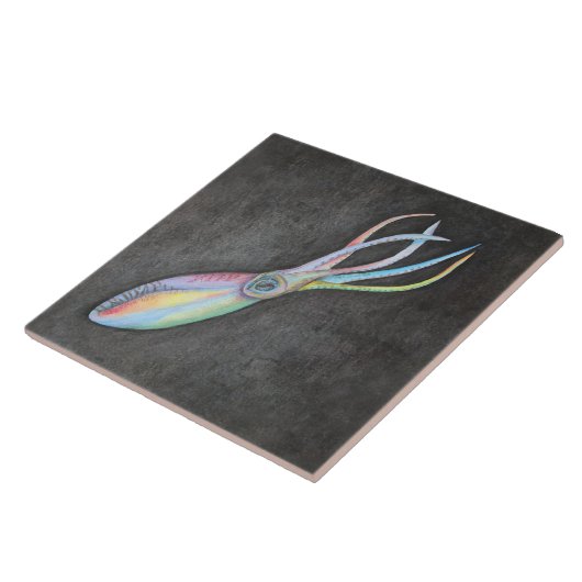 Rainbow Squid Ceramic Tile Tegeltje (Zijkant)