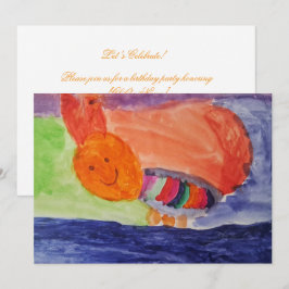 Rainbow Squirrel Kids Birthday Party Kaart