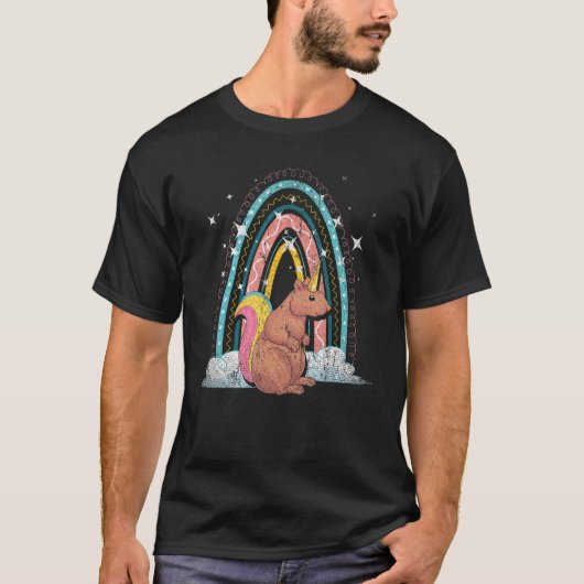 Rainbow Squirrelcorn Forest Animal Fantasy Squirre T-shirt (Voorkant)