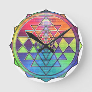 Rainbow Sri Yantra voor liefde en rijkdom Ronde Klok