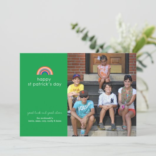 Rainbow St Patricks Day-fotokaart Kaart (Staand voorkant)