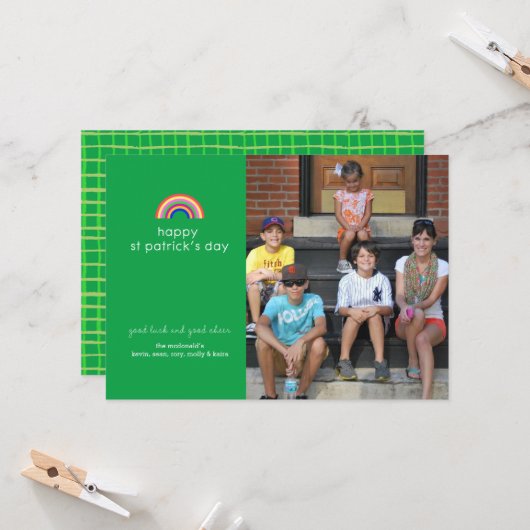 Rainbow St Patricks Day-fotokaart Kaart (Voorkant / Achterkant in situ)