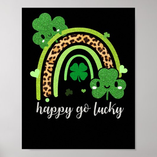 Rainbow St Patricks Day Leopard print Happy Lucky (Voorkant)