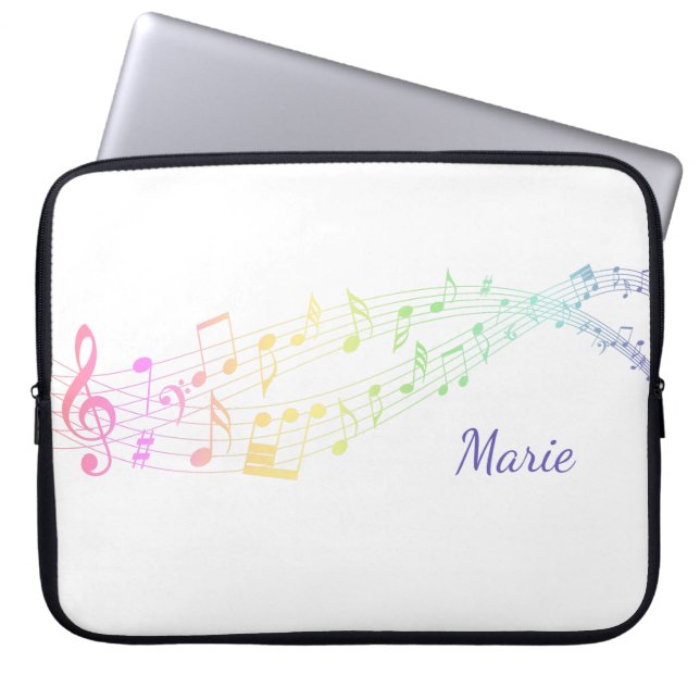 Rainbow Staff Music Note Slim Laptop Sleeve (Voorkant)