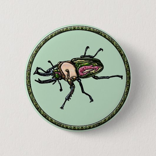 Rainbow Stag Beetle Ronde Button 5,7 Cm (Voorkant)