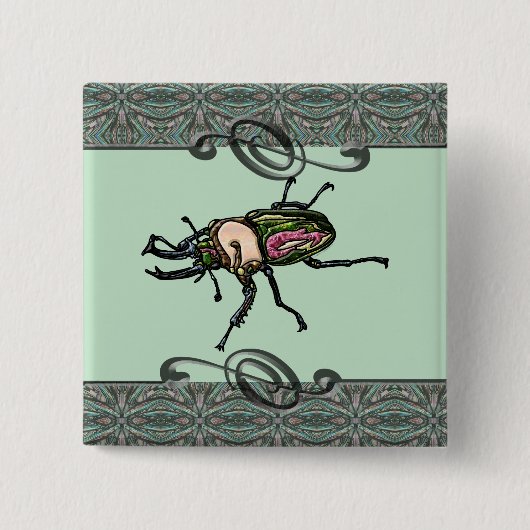 Rainbow Stag Beetle Vierkante Button 5,1 Cm (Voorkant)