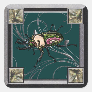 Rainbow Stag Beetle Vierkante Sticker