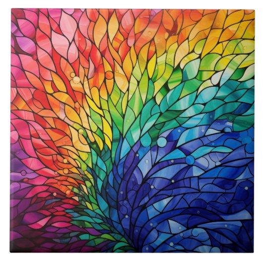 Rainbow Stained Glass  Tegeltje (Voorkant)