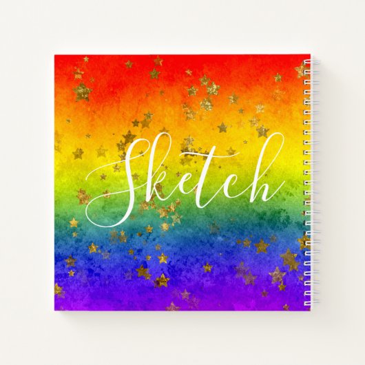 Rainbow Star Abstract Jouw naam Sketchbook Notitieboek (Achterkant)