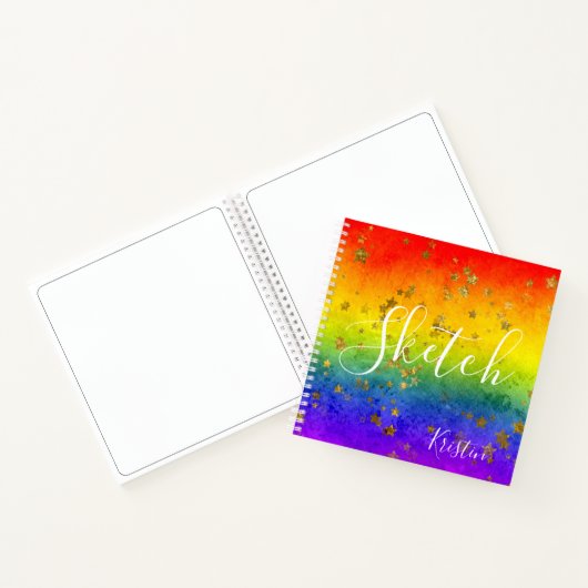 Rainbow Star Abstract Jouw naam Sketchbook Notitieboek (Binnen)