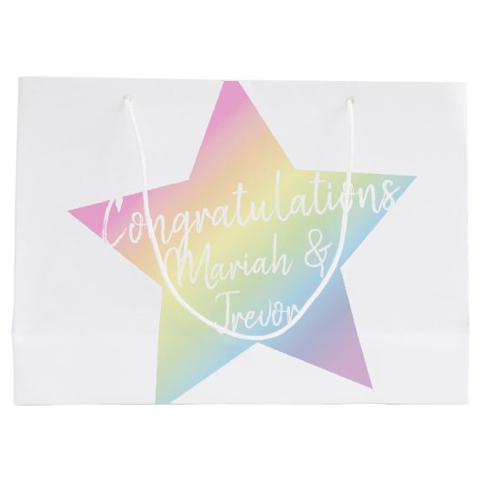 Rainbow Star Baby shower Groot Cadeauzakje (Achterkant)