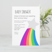 Rainbow Star Baby shower Uitnodiging (Staand voorkant)