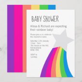 Rainbow Star Baby shower Uitnodiging (Voorkant / Achterkant)
