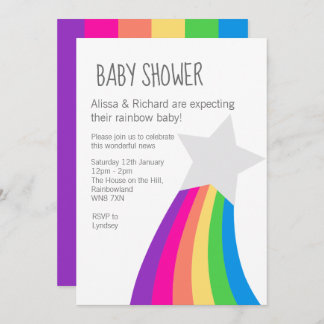 Rainbow Star Baby shower Uitnodiging
