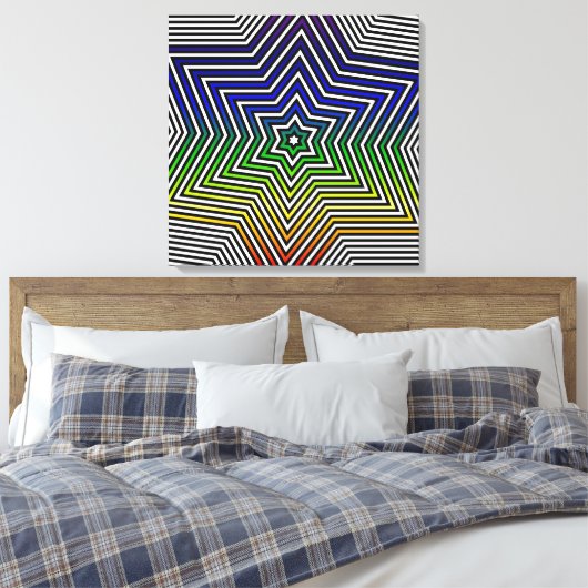 Rainbow Star Blue Red Yellow Green Canvas Grafisch (Insitu (Slaapkamer))
