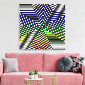 Rainbow Star Blue Red Yellow Green Canvas Grafisch Afdruk (Insitu (Woonkamer))