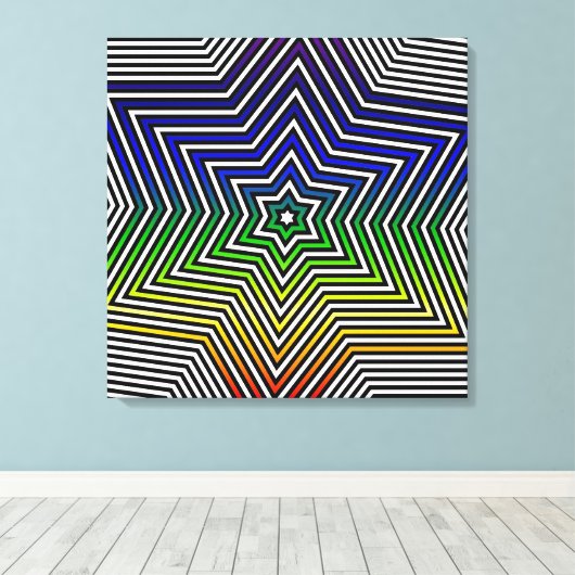 Rainbow Star Blue Red Yellow Green Canvas Grafisch Afdruk (Insitu (Houten vloer))
