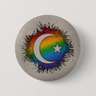Rainbow Star en Crescent Ronde Button 5,7 Cm