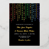 Rainbow Star Garlands Informal LGBT Weddenschap Go Folie Uitnodiging (Voorkant)