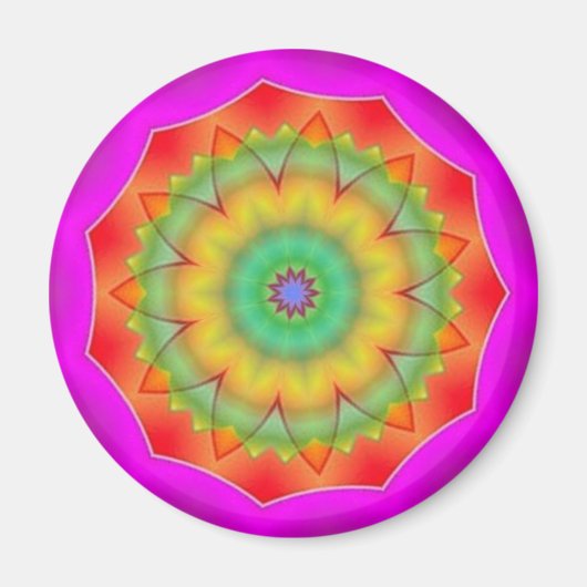 Rainbow Star Kaleidoscoop Mandala Hart Sticker Magneet (Voorkant)