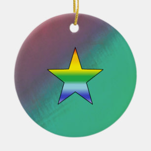 Rainbow Star Keramisch Ornament