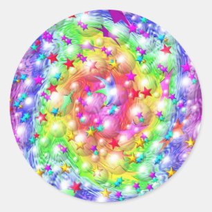 Rainbow Star Parade Ronde Sticker