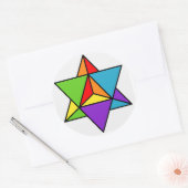 Rainbow Star Tetrahedron Ronde Sticker (Envelop)