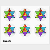 Rainbow Star Tetrahedron Ronde Sticker (Vel)