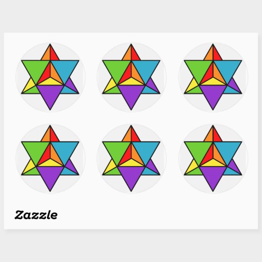 Rainbow Star Tetrahedron Ronde Sticker (Vel)