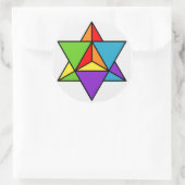 Rainbow Star Tetrahedron Ronde Sticker (Tas)