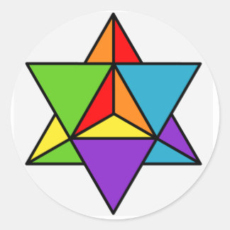 Rainbow Star Tetrahedron Ronde Sticker