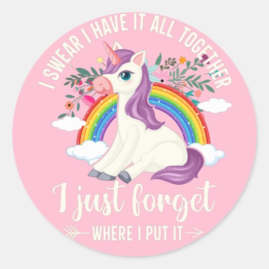 Rainbow Star Unicorn Ronde Sticker (Voorkant)
