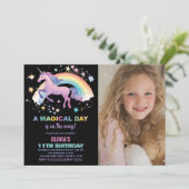 Rainbow Star Unicorn Verjaardag Uitnodigingen Foto (Staand voorkant)