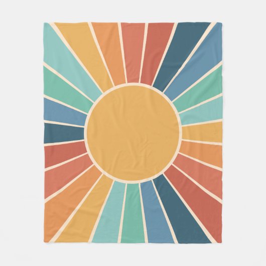 Rainbow Starburst Groovy Retro Hippie 60s Boho Fleece Deken (Voorkant)