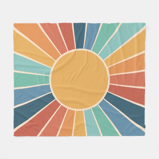 Rainbow Starburst Groovy Retro Hippie 60s Boho Fleece Deken (Voorkant (Horizontaal))