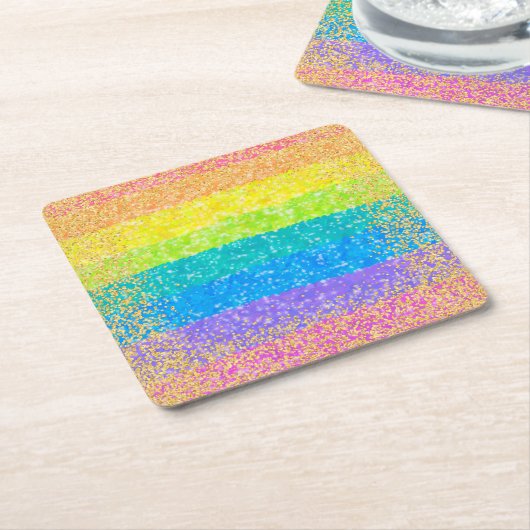 Rainbow Stars Birthday Kartonnen Onderzetters (Schuin)