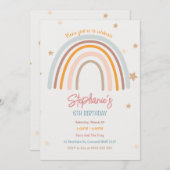 Rainbow Stars Birthday Party Invitation Kaart (Voorkant / Achterkant)