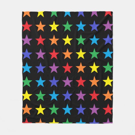 Rainbow Stars Black Fleece Deken (Voorkant)