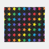 Rainbow Stars Black Fleece Deken (Voorkant (Horizontaal))