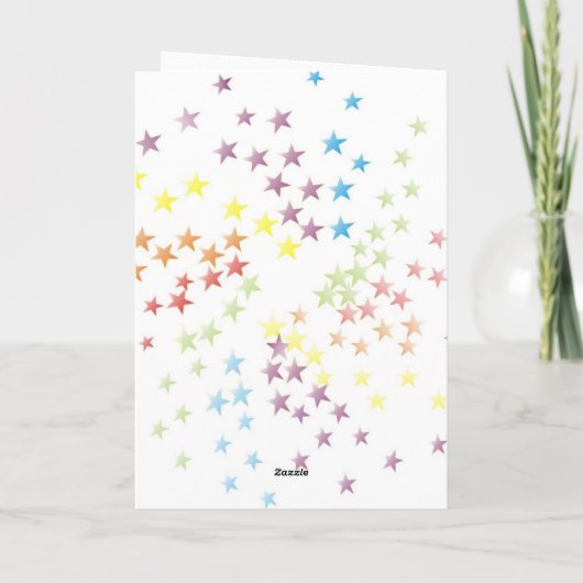 Rainbow Stars Blauw Gefeliciteerd Kaart (Achterkant)