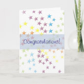 Rainbow Stars Blauw Gefeliciteerd Kaart (Voorkant)
