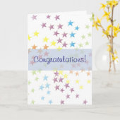 Rainbow Stars Blauw Gefeliciteerd Kaart (Gele Bloem)