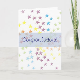Rainbow Stars Blauw Gefeliciteerd Kaart