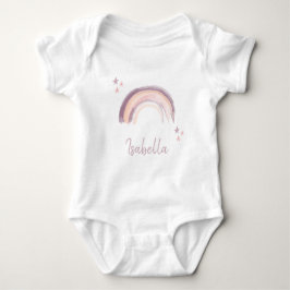 Rainbow & Stars Boho Muted Pink Baby Name Romper