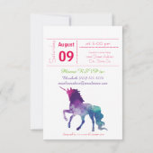 Rainbow Stars Eenhoorn - 3x5 Verjaardag Uitnodigin Kaart (Achterkant)