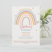 Rainbow Stars Fiver Party Birthday Invitation Kaart (Staand voorkant)