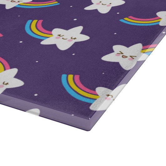 Rainbow Stars Glass Cutting Board Snijplank (Hoek)